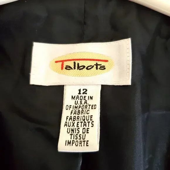 Talbots Houndstooth Blazer Vintage Silk Blend - Navy Cream - size 12- EUC - Picture 3 of 9